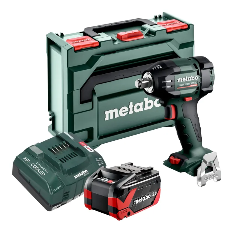 Metabo SSW 18 LTX 550 BL Akku Schlagschrauber 18 V 550 Nm Brushless + 1x LiHDX Akku 8,0 Ah + Ladegerät + metaBOX Garantierte Lieferung