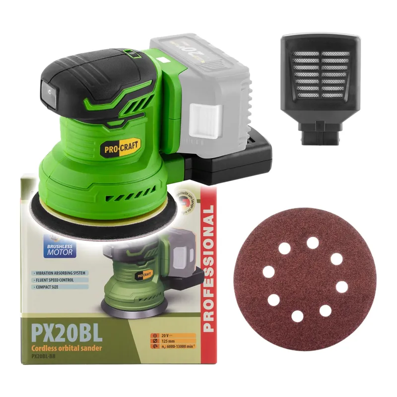 Angebot Procraft PX20BLbb Akku Exzenterschleifer 20 V 125 mm Brushless Solo - ohne Akku, ohne Ladegerät