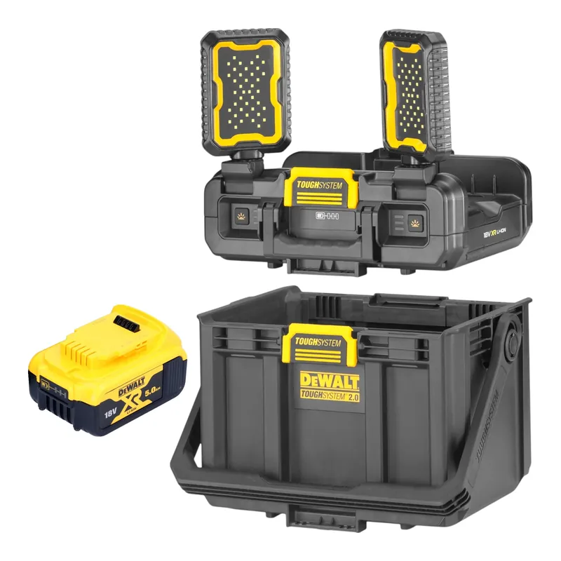 Preisknaller DeWalt DWST08061-1 Werkzeugbox mit integrierten Leuchten 395 x 352 x 255 mm ToughSystem 2.0 + 1x Akku 5,0 Ah - ohne Ladegerät