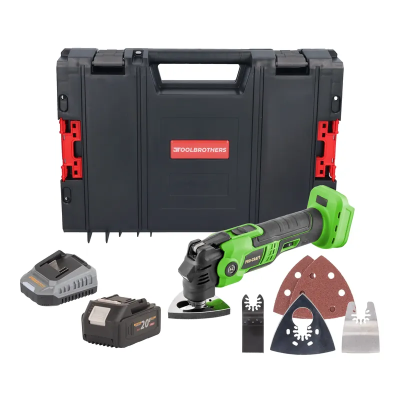 Procraft PMT22bb Akku Multifunktionswerkzeug 20 V Brushless + 1x Akku 4,0 Ah + Ladegerät + RHINO Toolcase Echt