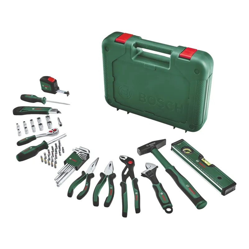 Bosch Advanced Hand Tool S Handwerkzeug Set 52 tlg. ( 1600A02BY7 ) Zange / Ratsche / Schraubendreher / Schraubenschlüssel / Bits / Sechskantschlüssel + Koffer Sonderaktion