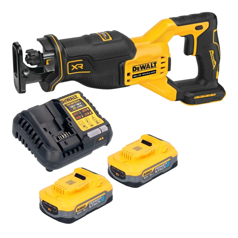 DeWalt DCS 382 H2 Akku Reciprosäge Säbelsäge 18 V Brushless + 2x Powerstack Akku 5,0 Ah + Ladegerät Aktuell