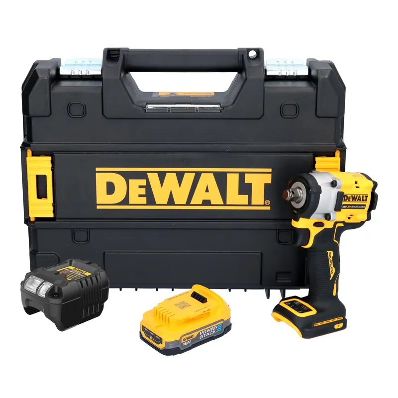 DeWalt DCF 921 E1T Akku Schlagschrauber 18 V 400 Nm 1/2" Brushless + 1x Powerstack Akku 1,7 Ah + Ladegerät + TSTAK Ausverkauf