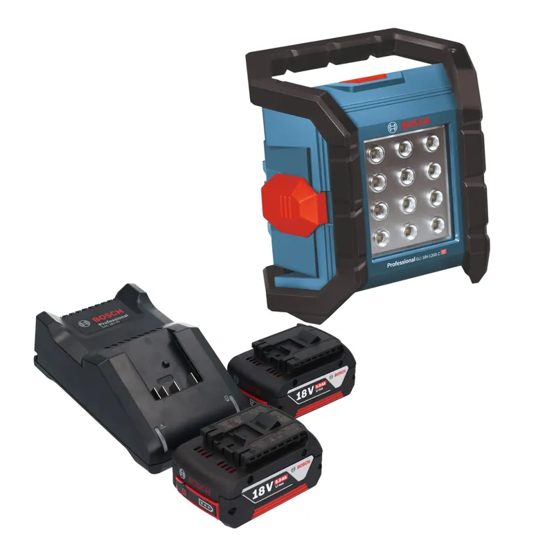 Bosch GLI 18V-1200 C Professional Akku Baustrahler 18 V 1200 lm + 2x Akku 5,0 Ah + Ladegerät Neuheit