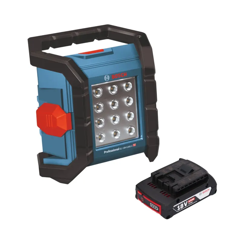 Bosch GLI 18V-1200 C Professional Akku Baustrahler 18 V 1200 lm + 1x Akku 2,0 Ah - ohne Ladegerät Sichere Zahlung