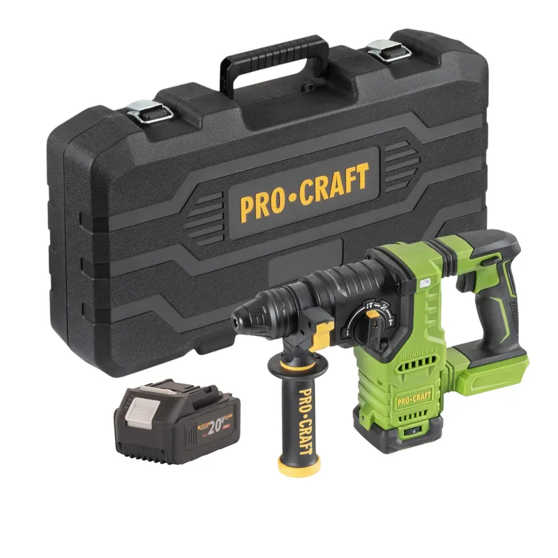 Finale Aktion Procraft PHA30-bb-c Akku Bohrhammer 20 V 2,8 J SDS plus Brushless + 1x Akku 4,0 Ah + Koffer - ohne Ladegerät