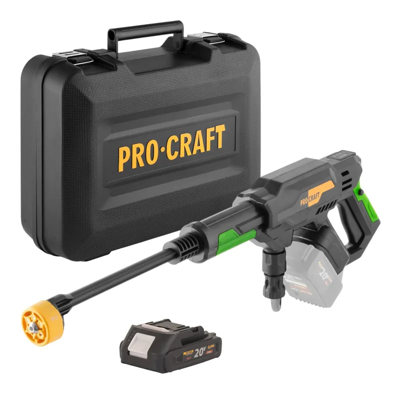 Jetzt Kaufen Procraft CW20bb Akku Hochdruckreiniger 20 V 30 bar 180 l/h Brushless + 1x Akku 2,0 Ah + Koffer - ohne Ladegerät