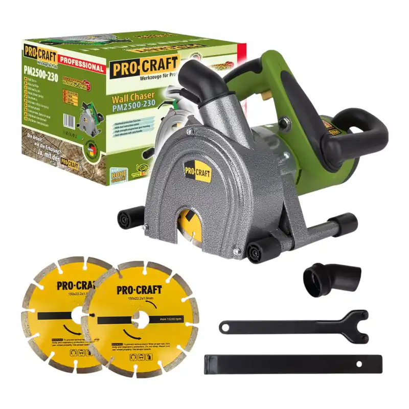 Sonderangebot Procraft PM2500-230 Mauernutfräse 1700 Watt 45 mm + 2x Trennscheibe