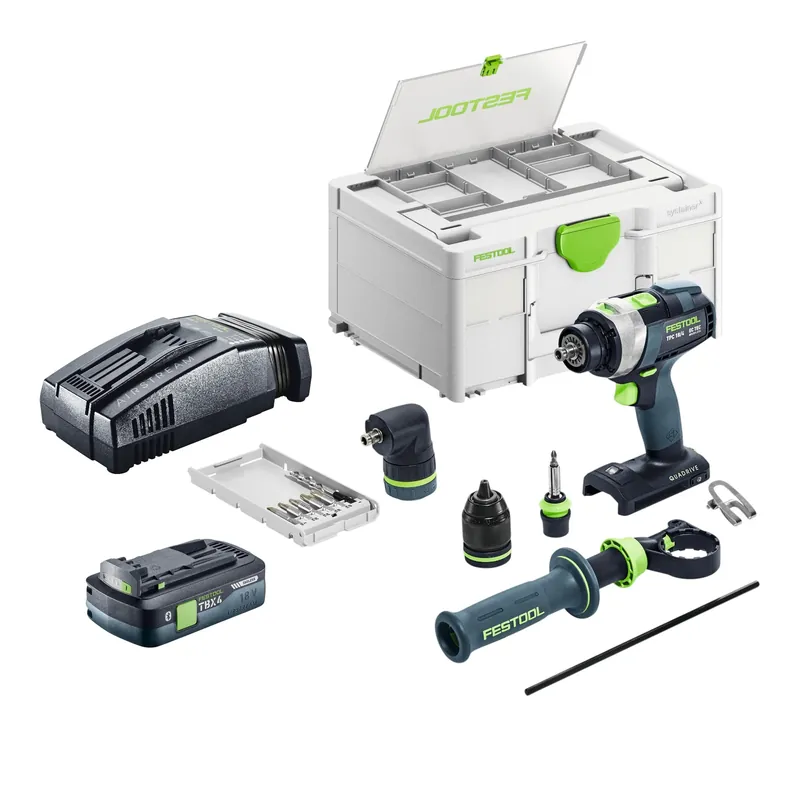 Rabatt Festool TPC 18/4-Basic-Set Akku Schlagbohrschrauber 18 V 75 Nm Brushless + 1x Akku 4,0 Ah + Schnellladegerät + Systainer