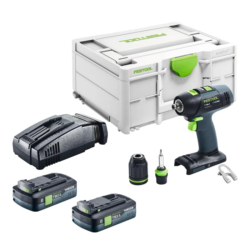 Wochenendangebot Festool T 18+3-Basic Akku Bohrschrauber 18 V 50 Nm Brushless + 2x Akku 4,0 Ah + Schnellladegerät + Systainer