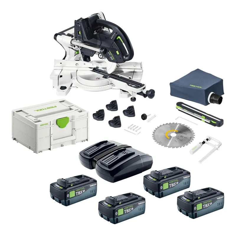 Festool KAPEX KSC 60 EB-Basic Akku Kapp Zugsäge 18 V / 36 V 216 mm Brushless + 4x Akku 8,0 Ah + Doppelladegerät + Systainer Zertifiziert