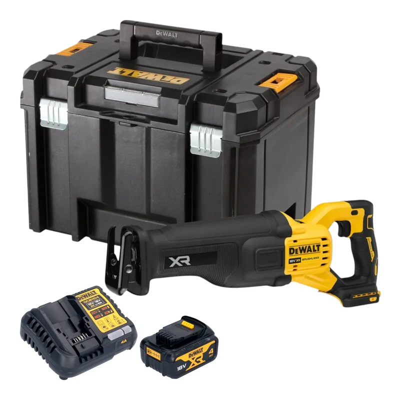 Direktkauf DeWalt DCS 386 M1T Akku Säbelsäge 18 V Brushless + 1x Akku 4,0 Ah + Ladegerät + TSTAK