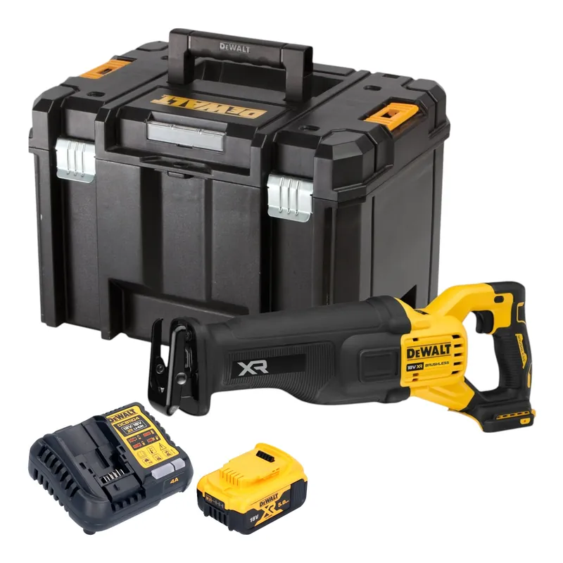 Zertifiziert DeWalt DCS 386 P1T Akku Säbelsäge 18 V Brushless + 1x Akku 5,0 Ah + Ladegerät + TSTAK