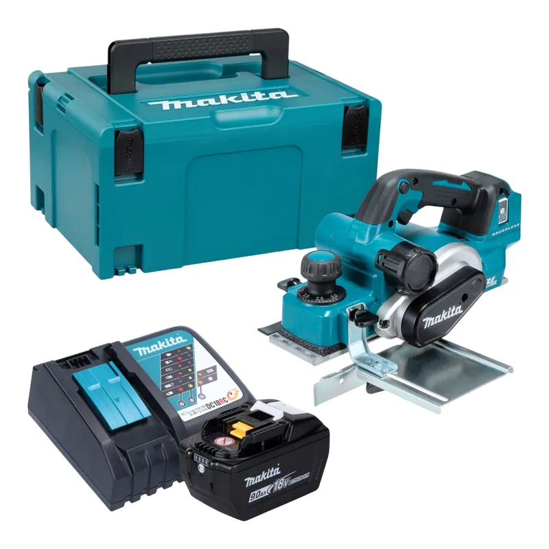 Knallerangebot Makita DKP 181 Z Akku Hobel 18 V 82 mm Brushless + 1x Akku 9,0 Ah + Ladegerät + Makpac