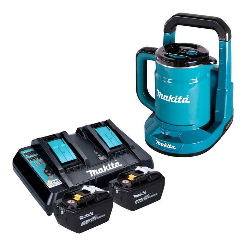 Makita DKT 360 Z Akku Wasserkocher 36 V ( 2x 18 V ) 0,8 L + 2x Akku 9,0 Ah + Ladegerät Abverkauf