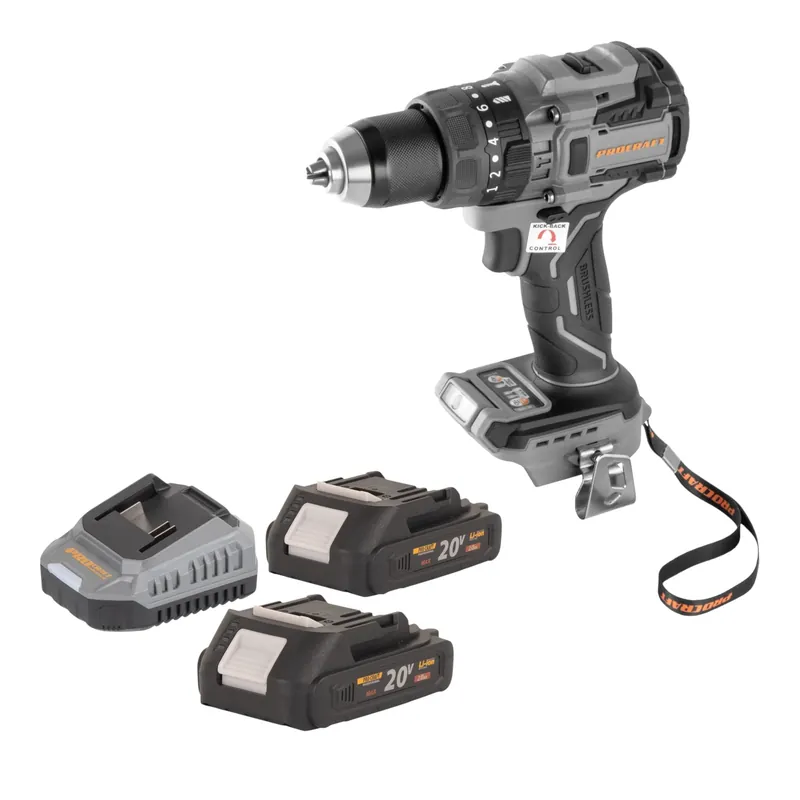 Versand Am Gleichen Tag Procraft Industrial CD20B-BB Akku Bohrschrauber 20 V 150 Nm Brushless + 2x Akku 2,0 Ah + Ladegerät