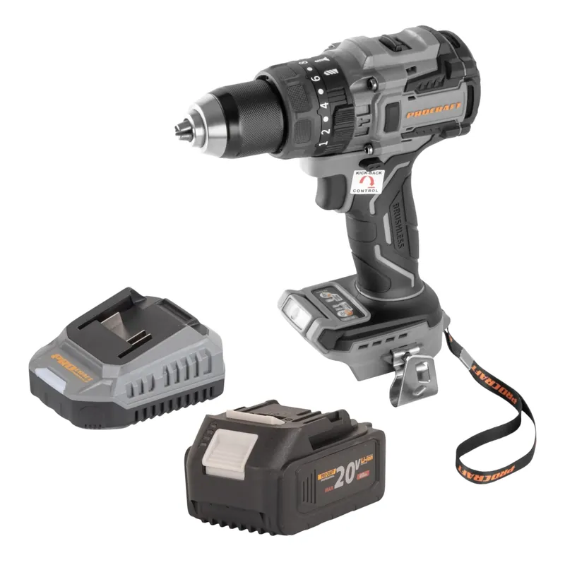 Procraft Industrial CD20B-BB Akku Bohrschrauber 20 V 150 Nm Brushless + 1x Akku 4,0 Ah + Ladegerät Bestpreis