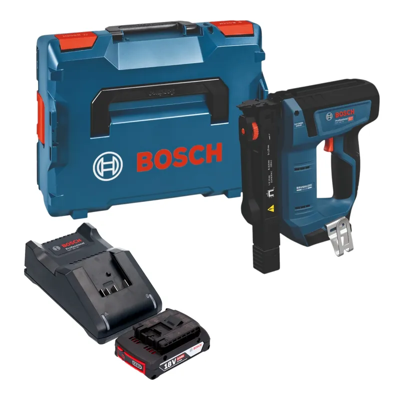Bosch GTH 18V-14 Akku Holzklammerer 18 V 10,6 x 6 - 14 mm Brushless + 1x Akku 2,0 Ah + Ladegerät + L-Boxx Versand Am Gleichen Tag