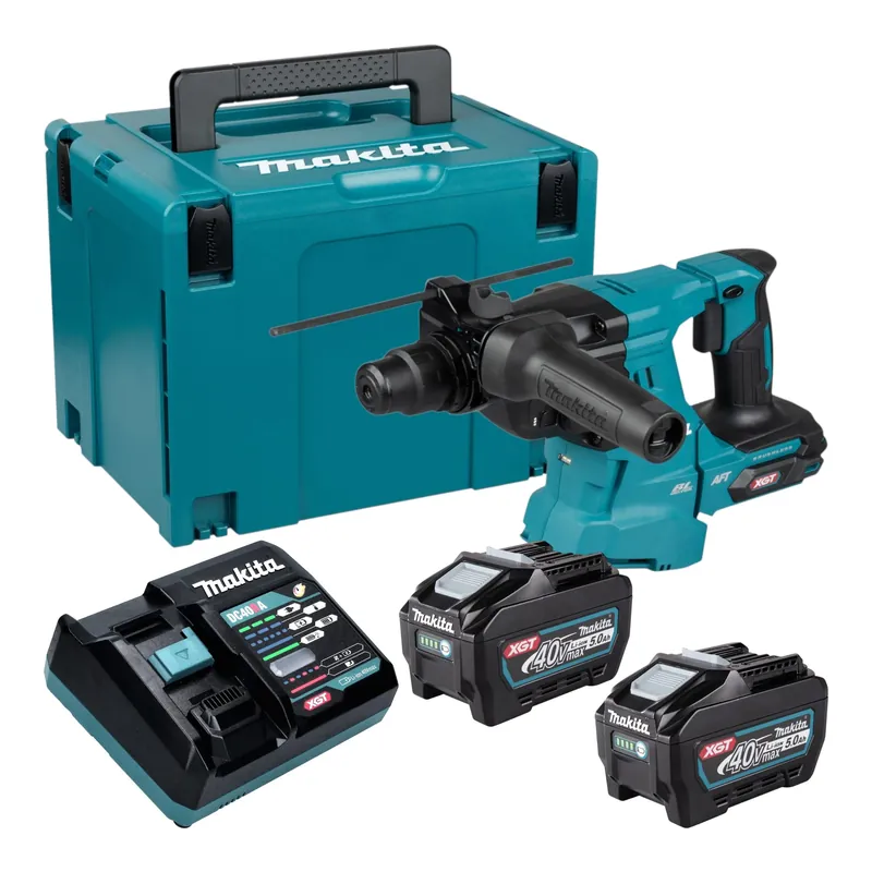 Preisreduziert Makita HR 011 GT201 Akku Kombihammer 40 V max. 3,3 J SDS plus Brushless + 2x Akku 5,0 Ah + Ladegerät + Makpac