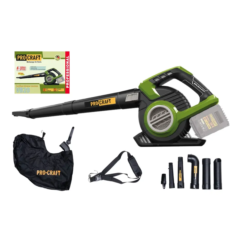 Begrenztes Angebot Procraft VB20 Akku Laubbläser und Laubsauger 40 V ( 2x 20 V ) Brushless Solo - ohne Akku, ohne Ladegerät