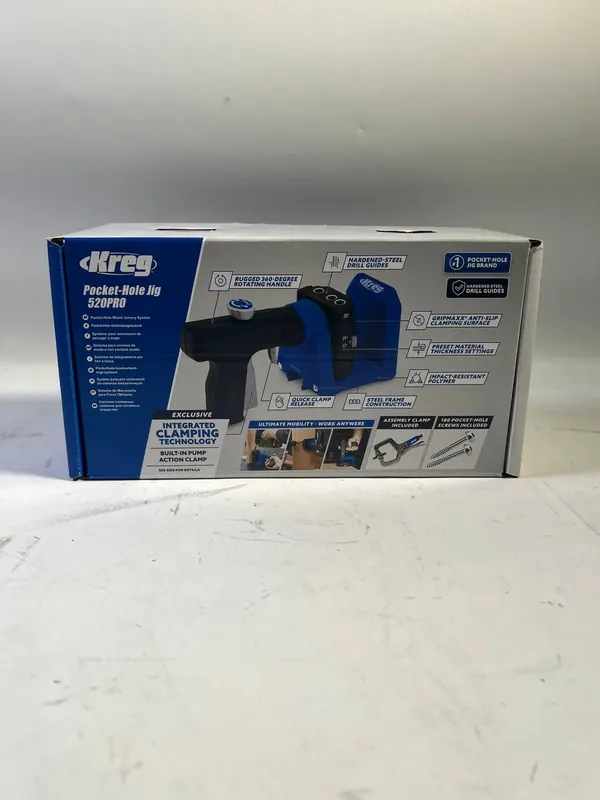 KREG Pocket Hole Jig 520 PRO Taschenloch Bohrschablone ( KPHJ520PRO ) + Stufenbohrer + Bit + Schrauben + Zwinge - Gebraucht Solange Der Vorrat Reicht