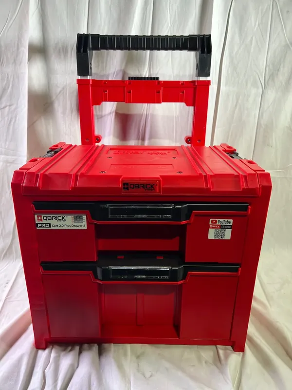 Meistverkauft Qbrick System PRO Cart 2.0 Plus Drawer 2 Red Ultra HD Custom mobile Box auf Rädern 520 x 415 x 660 mm 9,5 l 12 l abnehmbarer Doppelteleskopgriff - Beschädigt