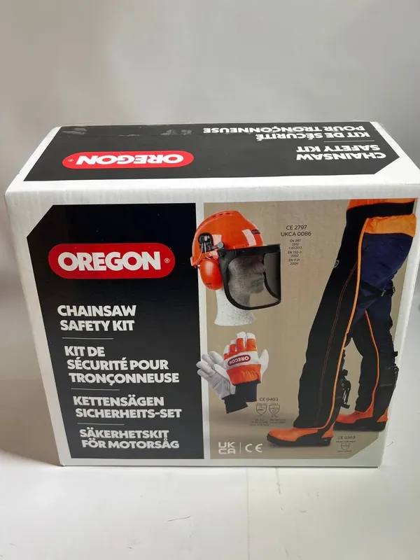 Oregon Kettensägen Schutzausrüstung Set ( 574742A ) mit Schutzhelm / Beinschutz und Handschuhe - Unvollständig Neu