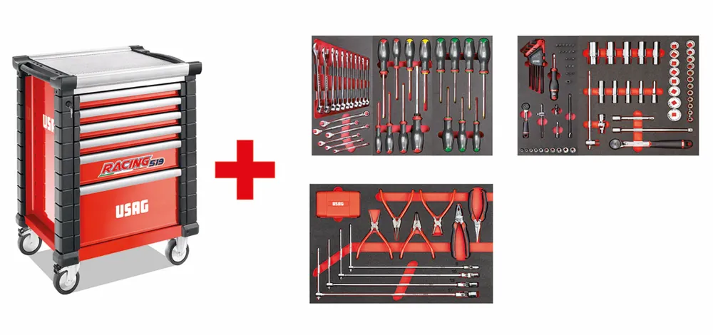 Ausverkauf Carrello Usag 519 RACING con assortimento AUTORIPARAZIONE 495 MAA 155pz