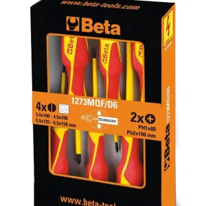 Günstig Serie di 4 giravite slim Beta 1273MQF/D4 Isolamento 1000V