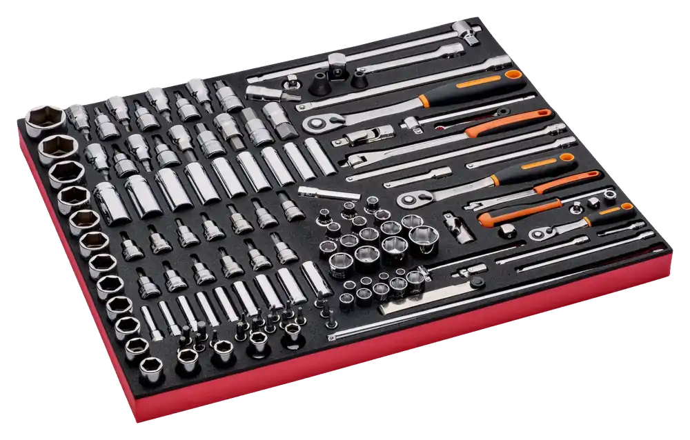 Assortimento chiavi a bussola e cricchetti 1/4" + 1/2" + 3/8" 138 pezzi Bahco FF1A08 Letzte Chance
