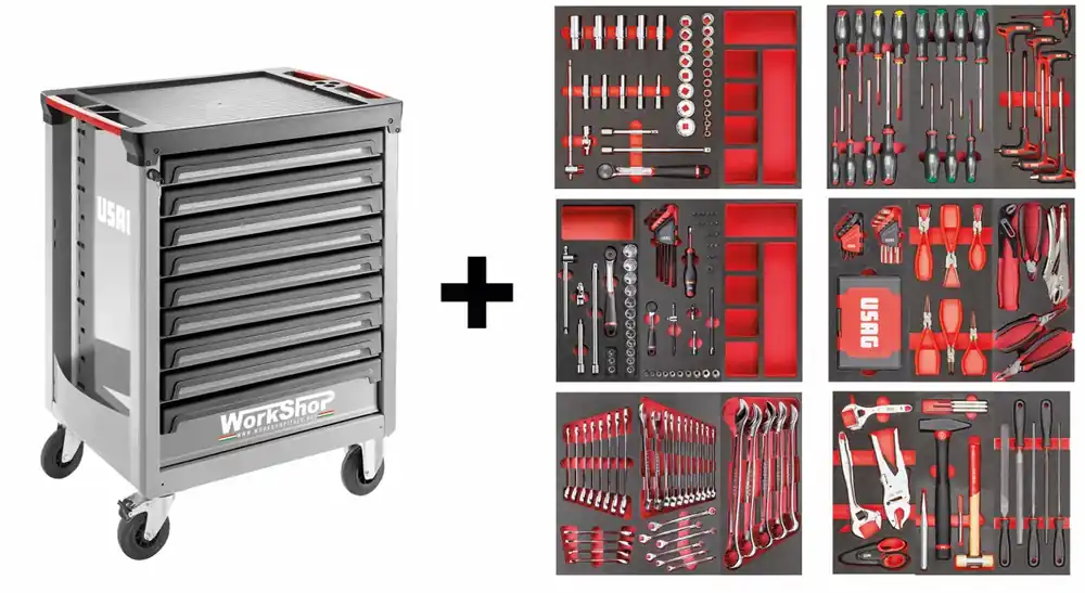 Neu Im Sortiment CARRELLO USAG START 516 ST9GV 9 CASSETTI + ALLESTIMENTO 300 UTENSILI Workshopitaly