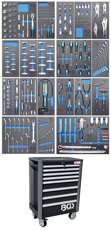 CARRELLO PORTAUTENSILI 8 CASSETTI, CON 259 UTENSILI BGS4114 Mega-Angebot