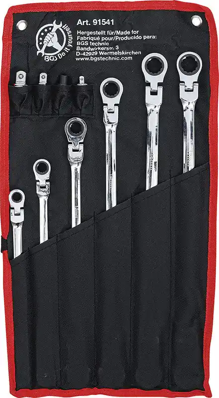 Markenware SET 10 PEZZI, CHIAVI A CRICCHETTO A DOPPIA TESTA SNODATA, 8-19 MM BGS91541
