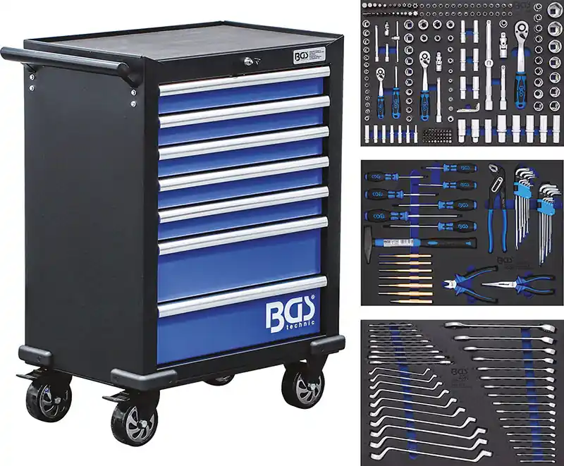 Rabatt CARRELLO PORTA UTENSILI 7 CASSETTI, CON 263 UTENSILI BGS4207