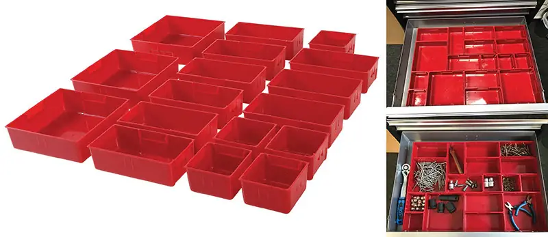 SET 17 PEZZI, CONTENITORI IN PLASTICA PER CASSETTI BGS9550 Neue Ware