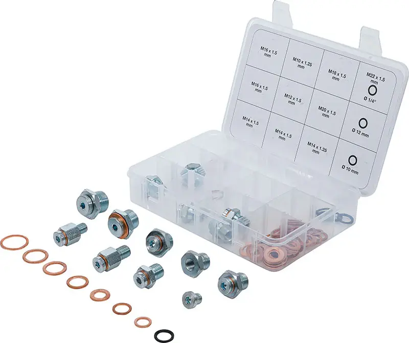 ASSORTIMENTO 63 PEZZI, PER RIPARAZIONE TAPPO DI SCARICO OLIO BGS70184 Schnäppchen