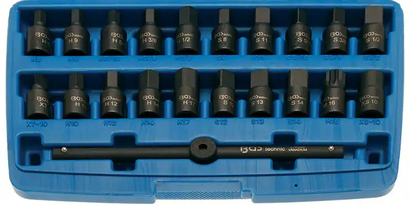 Sonderangebot SET 21 PEZZI, BUSSOLE PER TAPPI SCARICO OLIO, ATT. 3/8” BGS1014