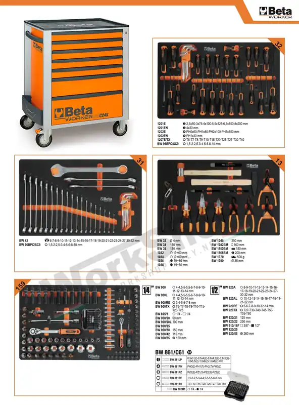 Sofort Bestellen Cassettiera mobile con sette cassetti e assortimento di 235 utensili Beta BW 2400S 7/I-S