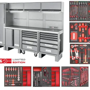 Arredamento per officina piano acciaio Usag 516 SA/CA3G Workshopitaly + allestimento 300 utensili Highlight