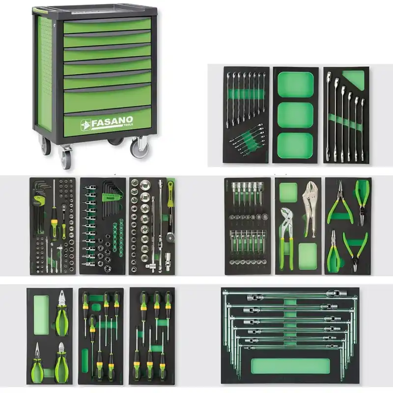 Carrello Porta Utensili Fasano Tools FG 100 a 7 cassetti con Assortimento 214 Utensili FG 100V/AS214 Neue Ware