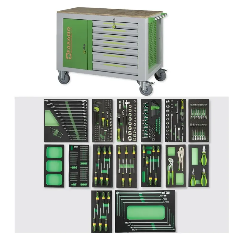Carrello Porta Utensili Fasano Tools FG 160 a 14 cassetti con Assortimento 290 Utensili FG 160V/AS290 Letzte Chance