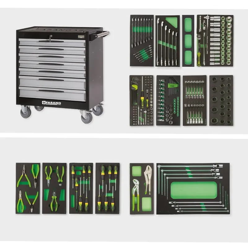 Günstig Carrello Porta Utensili Fasano Tools FG 104D a 7 cassetti con Assortimento 242 Utensili FG 104D/AS242