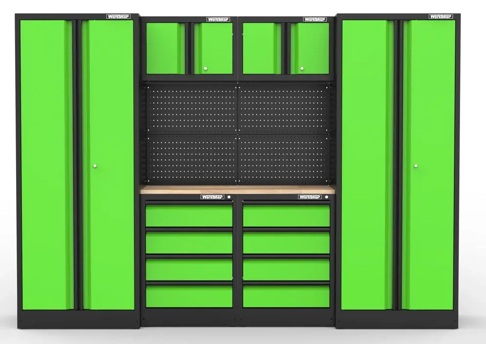 Arredo GARAGE Workshopitaly ACID GREEN and Black Anodized 2,7 mt. Piano Legno Nur Für Kurze Zeit