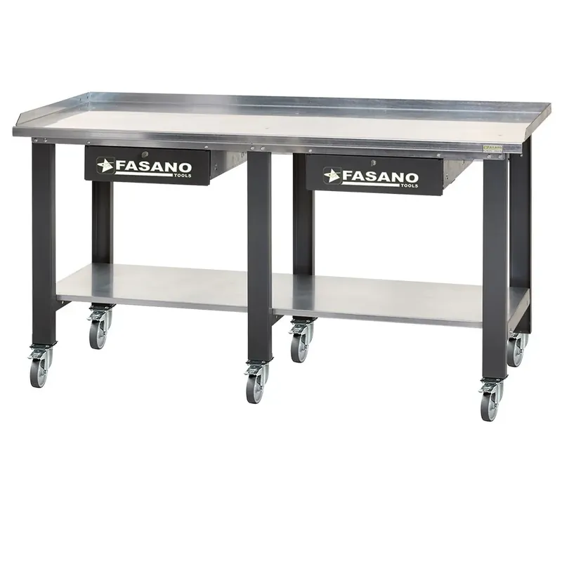 BANCO DA LAVORO 2MT DOTATO DI 2 CASSETTI E RUOTE GIREVOLI Fasano FG 129/D2-R Heißes Angebot