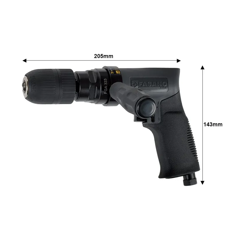 TRAPANO PNEUMATICO ANGOLARE CON MANDRINO AUTO-SERRANTE 1-13MM Fasano FGA 333 Echt
