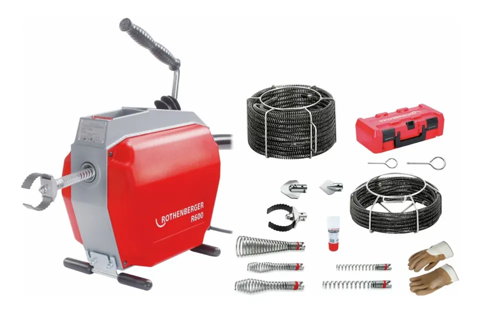Direkt Vom Hersteller Macchina per disotturare e pulizia tubazioni R600, 230V + Set spirali/utensili Standard 16-22 mm ROTHENBERGER