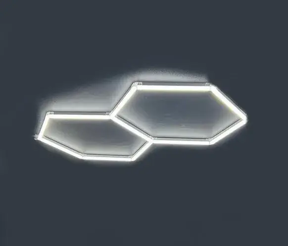 Luce led esagonale a soffitto 2 elementi 1,6mt x 1mt Neu