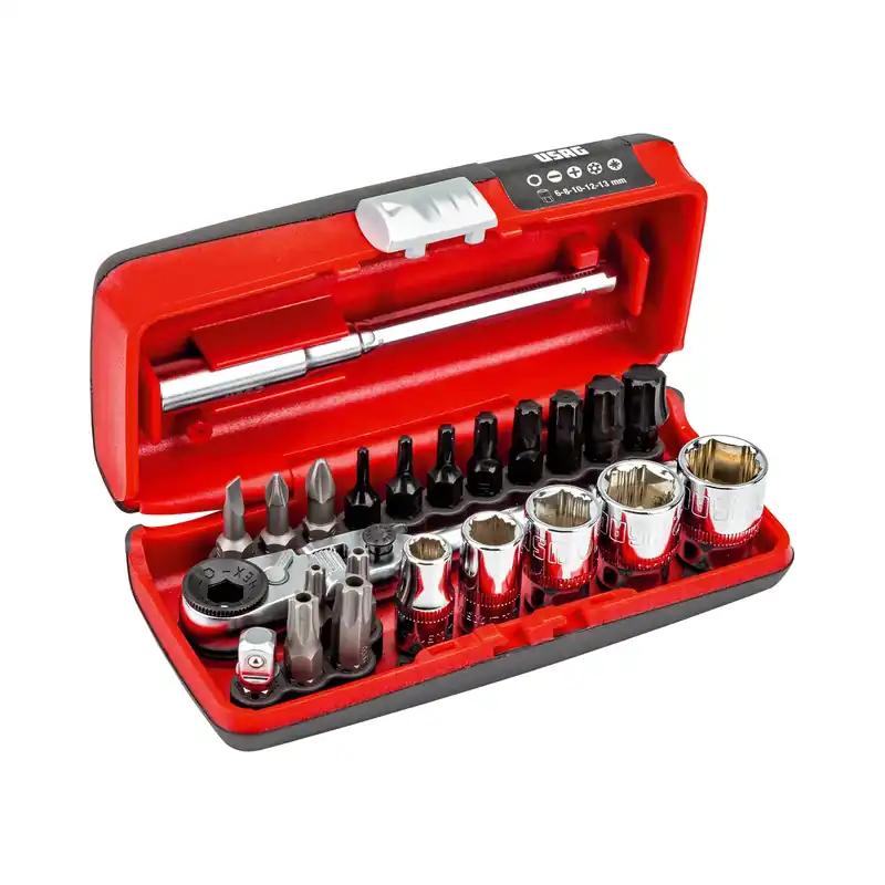 Heißes Angebot ASSORTIMENTO CON BUSSOLE ESAGONALI SPECIALI X-GRIP ED INSERTI PER AVVITATURA X-GRIP (23 PZ) Usag 609 1/4 SKX