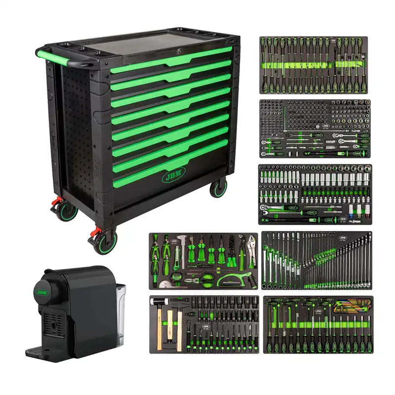 Jetzt Bestellen CARRELLO ATTREZZI XL A 8 CASSETTI ASSEMBLATO CON 468 PEZZI JBM 54688 + macchina caffe' SERIE54688P