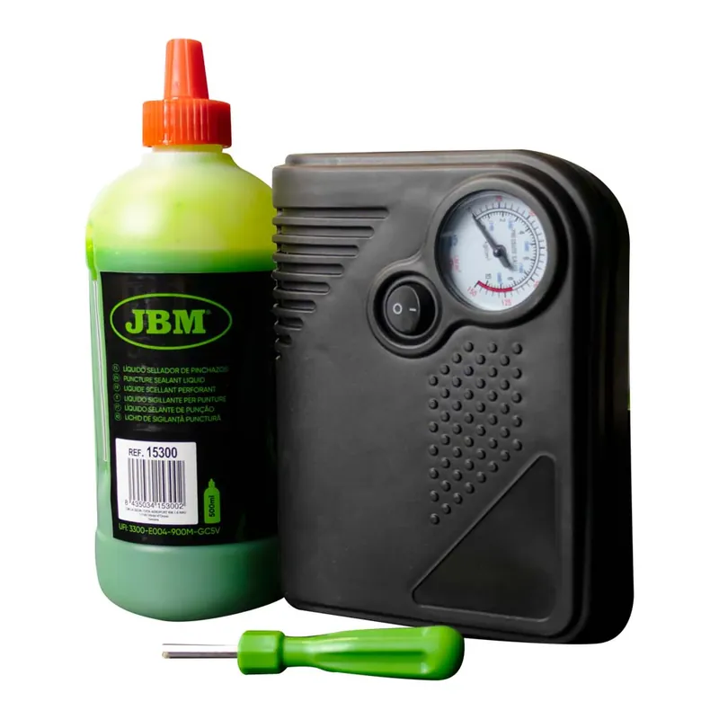 Preis Gesenkt KIT DI RIPARAZIONE PNEUMATICI - LIQUIDO SIGILLANTE E COMPRESSORE D'ARIA 54013 JBM